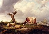 A Cow With Sheep In A Landscape by Thomas Sidney Cooper